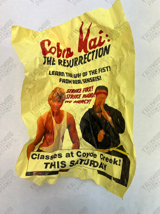 Stingray's Cobra Kai Flyer S6E1 Cobra Kai Movie Prop Y'allywood Props Crumpled Flyer
