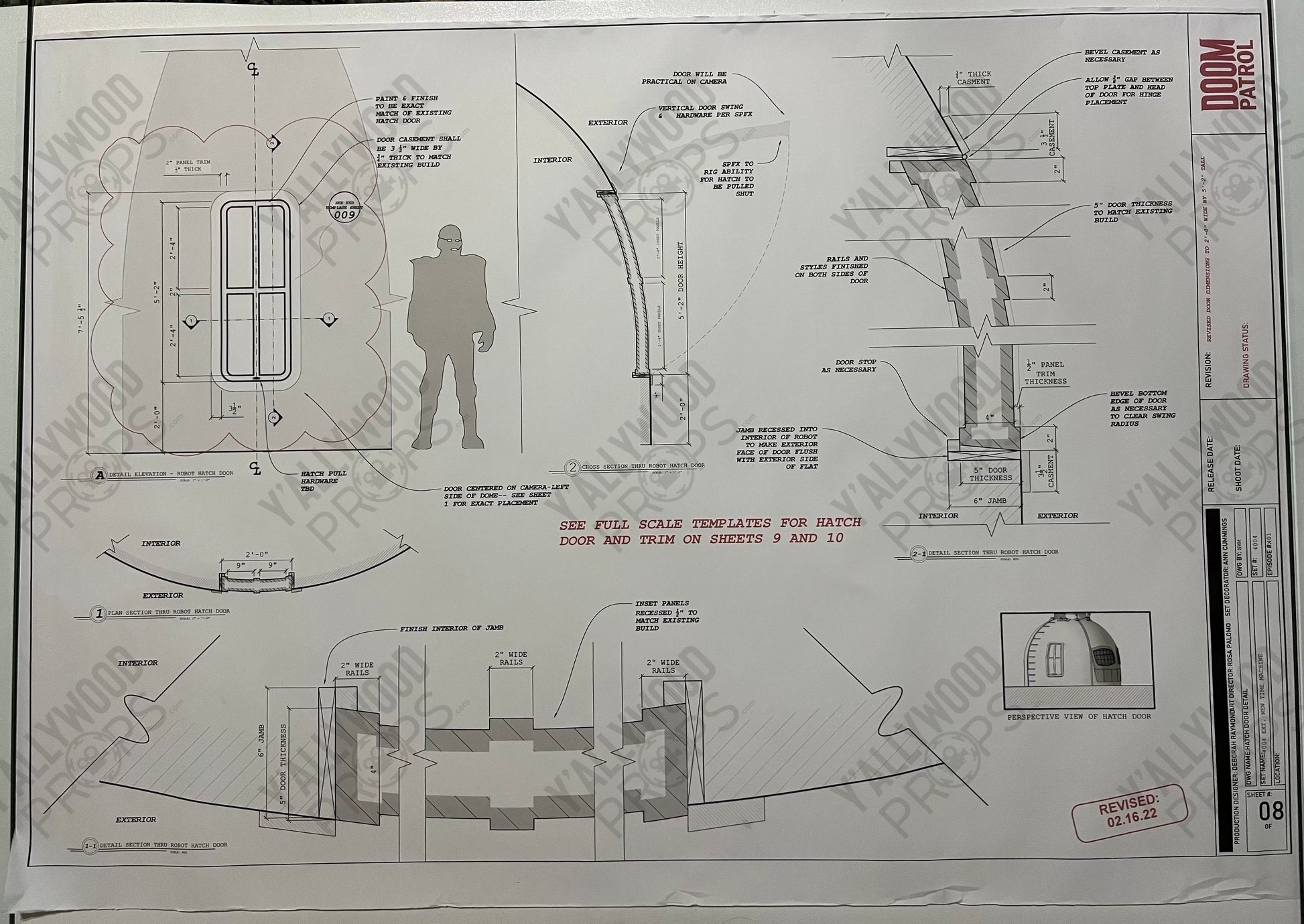 Time Machine Blueprints S4 Doom Patrol Wardrobe Y'allywood Props Hatch Door Detail