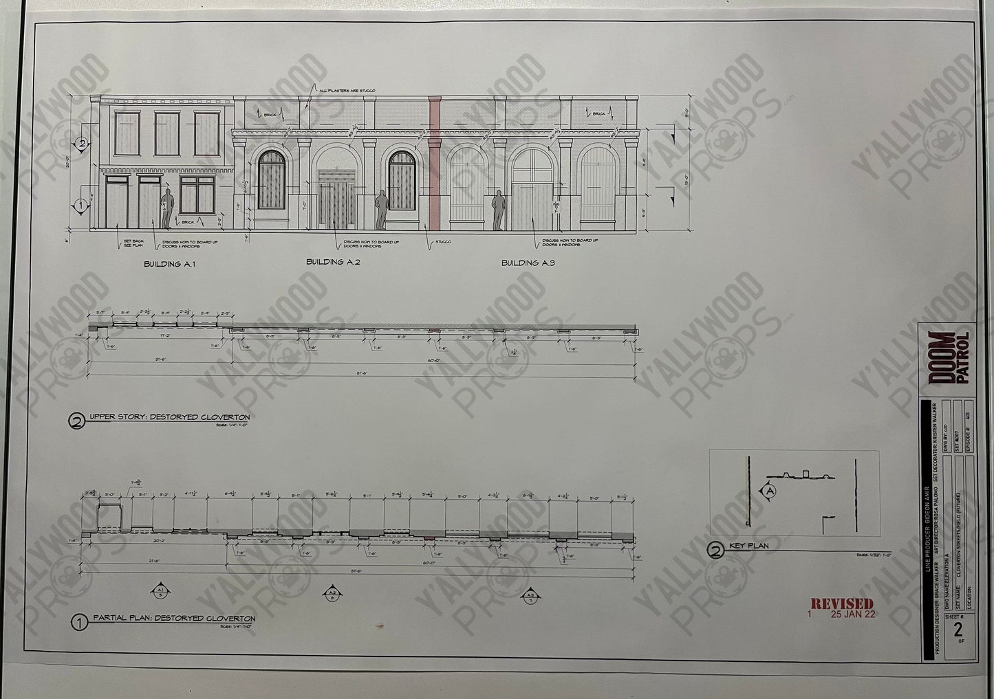 Future Cloverton Blueprints S4 Doom Patrol Movie Prop Y'allywood Props Elevation A