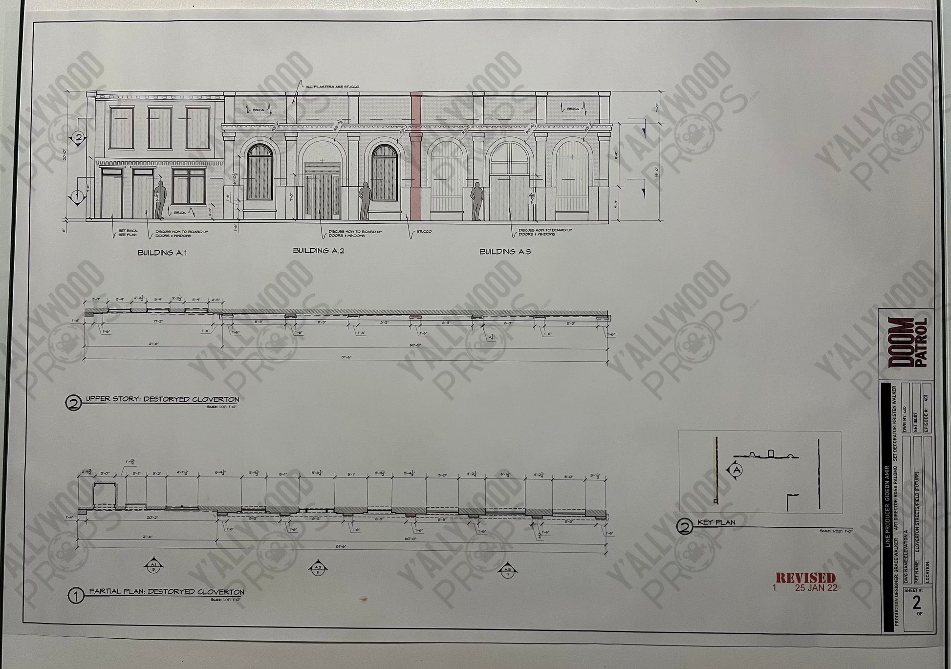 Future Cloverton Blueprints S4 Doom Patrol Movie Prop Y'allywood Props Elevation A