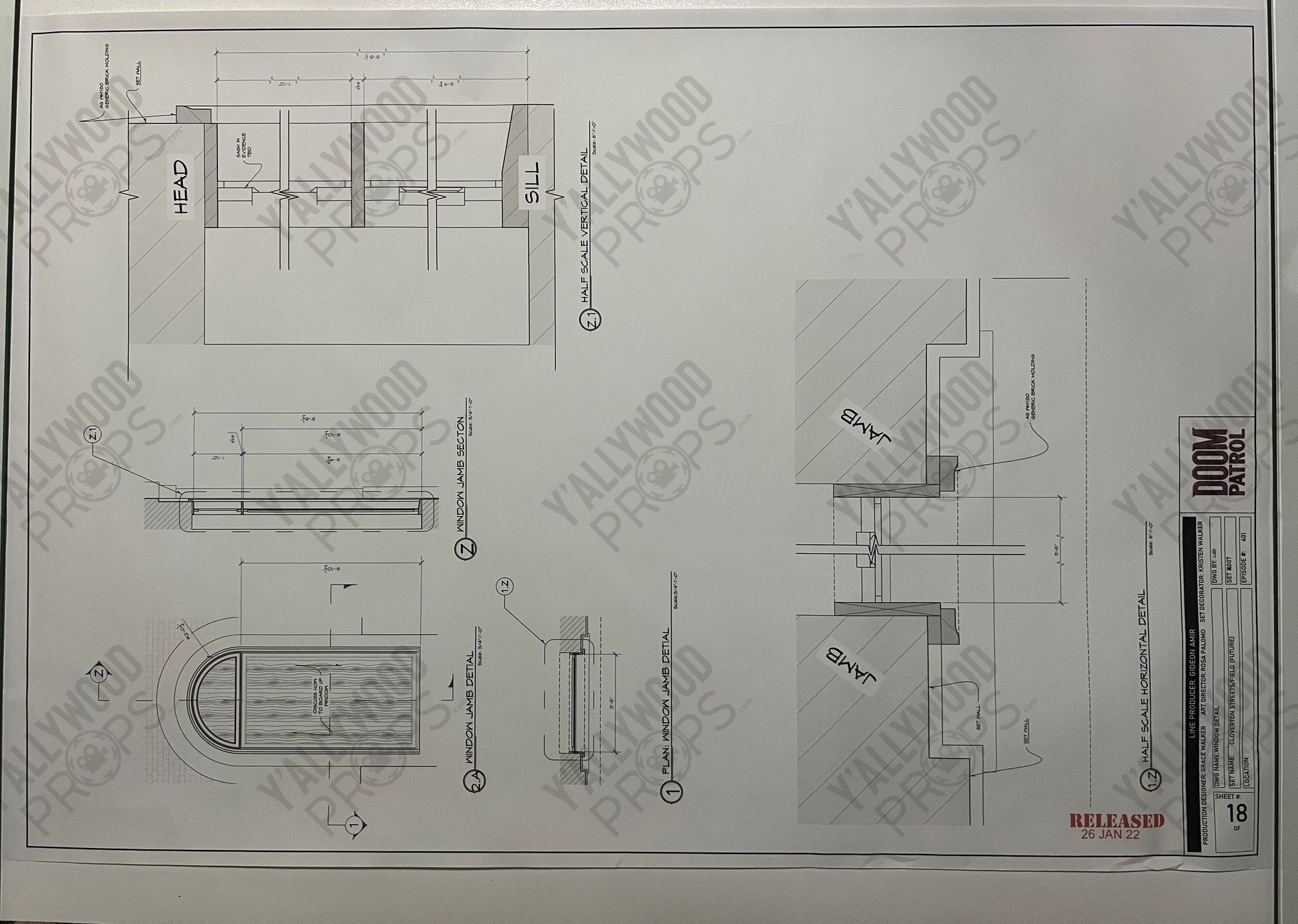 Future Cloverton Blueprints S4 Doom Patrol Movie Prop Y'allywood Props Window Detail