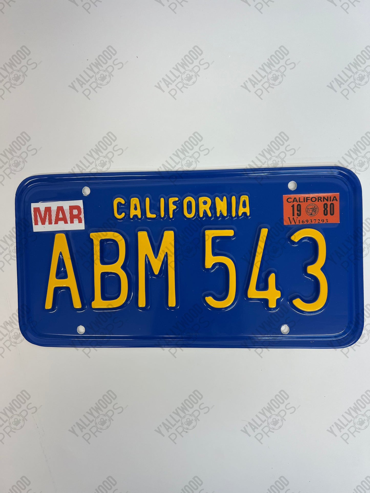 1979 License Plates S1E6 Cobra Kai Movie Prop Y'allywood Props ABM543 Back Plate Not Clearly Visible