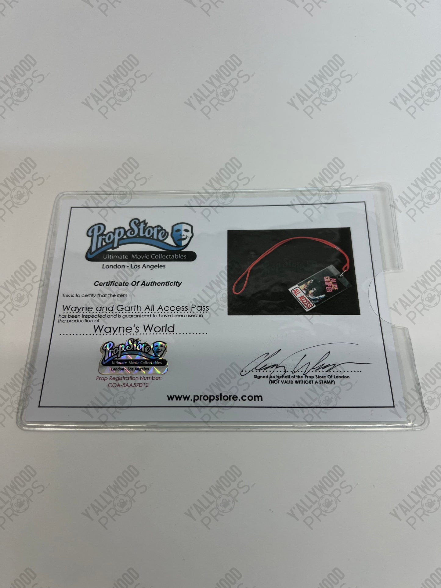 Alice Cooper All Access Pass Wayne’s World Movie Prop Y'allywood Props