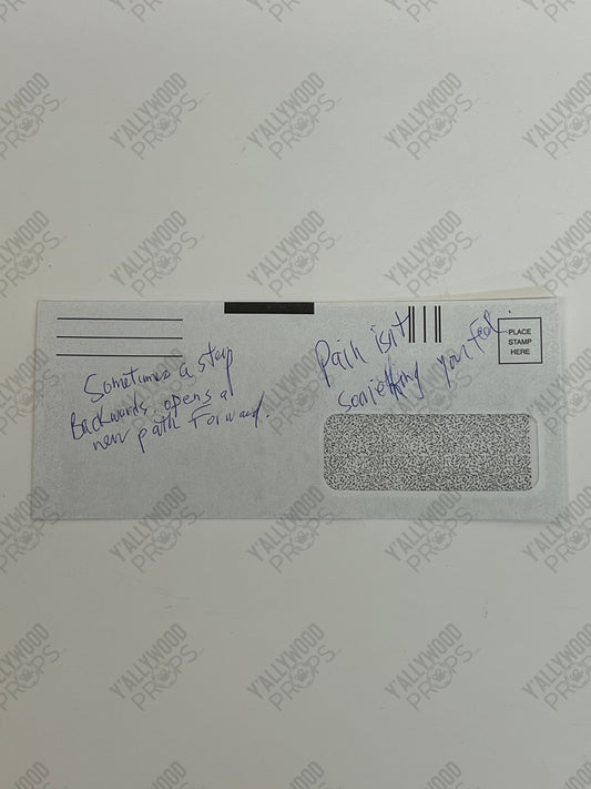 Kreese’s Past Due Bills on Desk S4E2 Cobra Kai Movie Prop Y'allywood Props Quote on Envelope On Screen