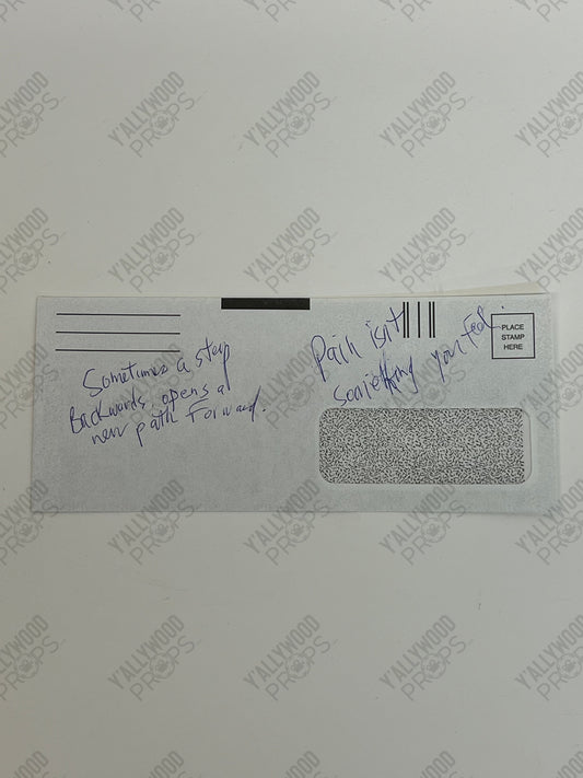 Kreese’s Past Due Bills on Desk S4E2 Cobra Kai Movie Prop Y'allywood Props Quote on Envelope On Screen