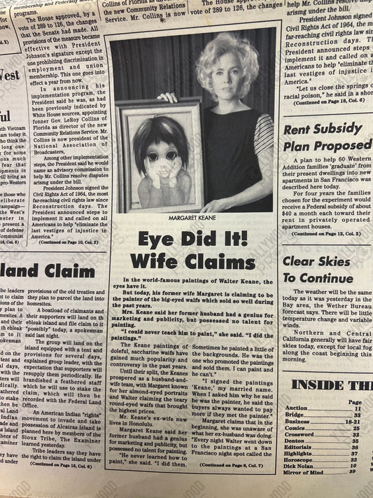 Amy Adam’s Screen Used Newspaper Big Eyes (2014) Movie Prop Y'allywood Props