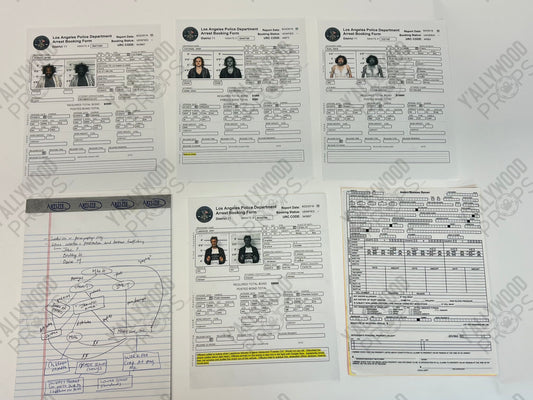 Johnny Lawrence Arrest Booking Form S3E1 Cobra Kai Movie Prop Y'allywood Props Hero Version - 5 different forms and notepad
