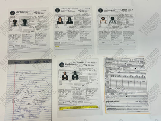 Johnny Lawrence Arrest Booking Form S3E1 Cobra Kai Movie Prop Y'allywood Props Hero Version - 5 different forms and notepad