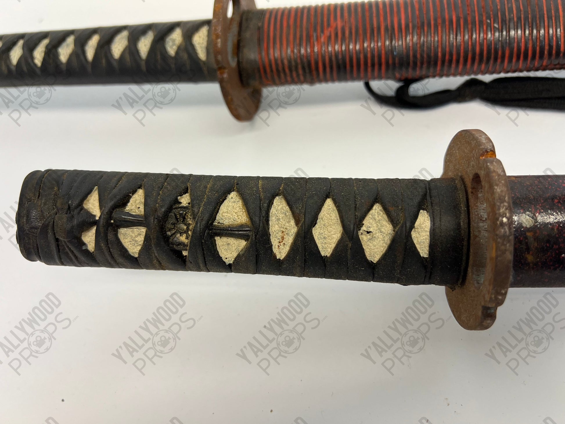 Daisho Set Katana & Wakizashi Dark Red Swords 47 Ronin (2013) Movie Prop Y'allywood Props