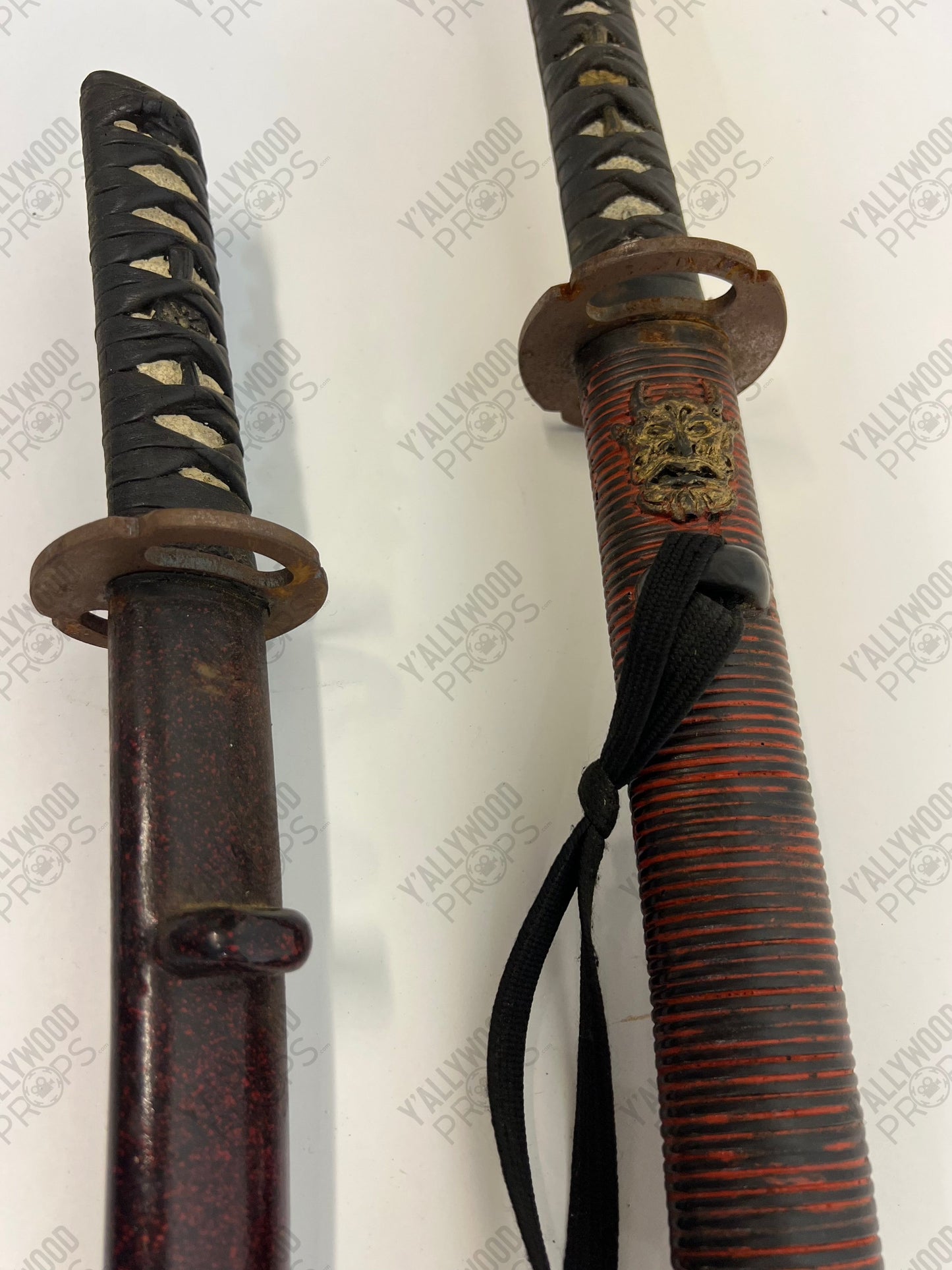 Daisho Set Katana & Wakizashi Dark Red Swords 47 Ronin (2013) Movie Prop Y'allywood Props
