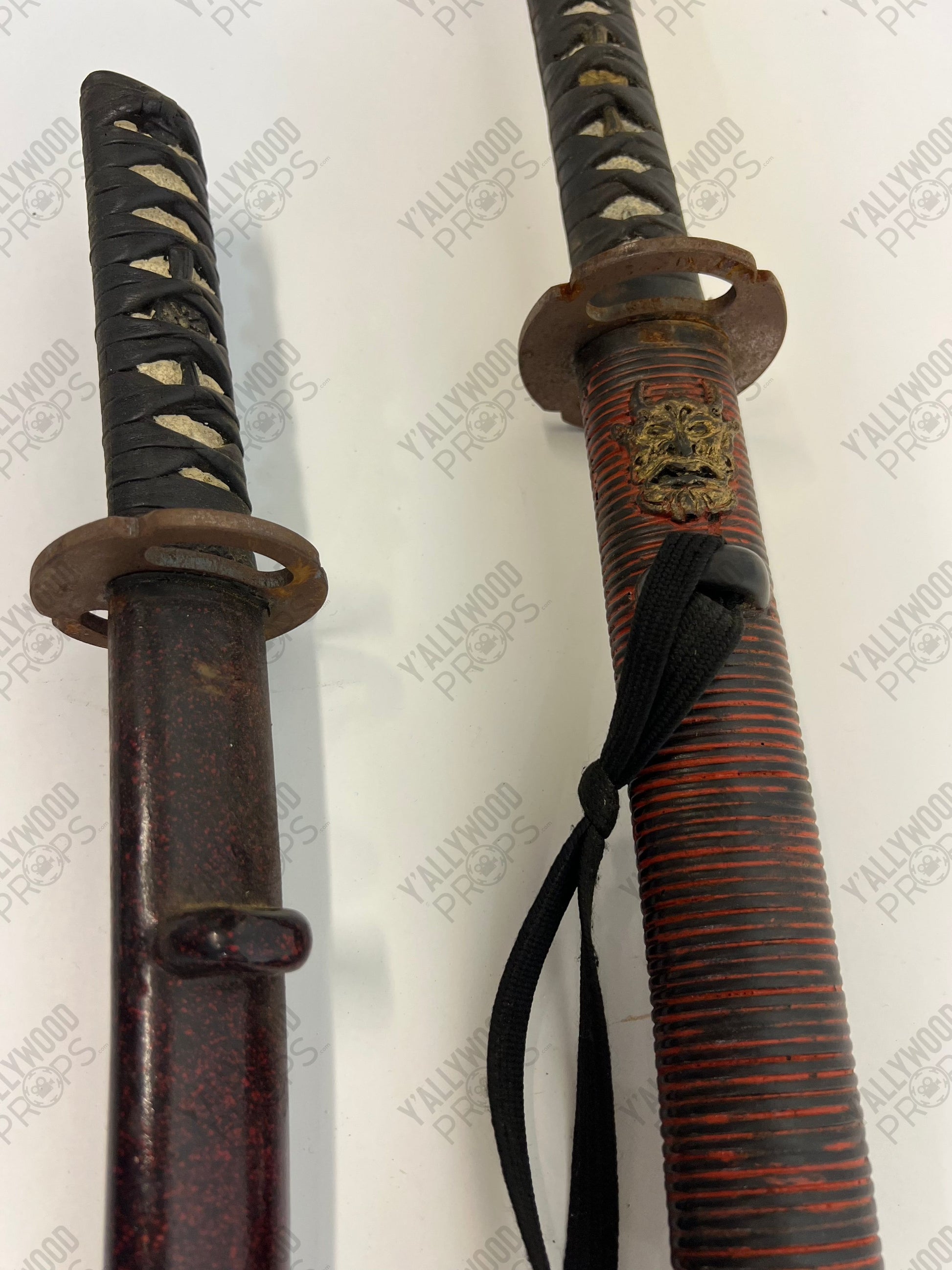 Daisho Set Katana & Wakizashi Dark Red Swords 47 Ronin (2013) Movie Prop Y'allywood Props