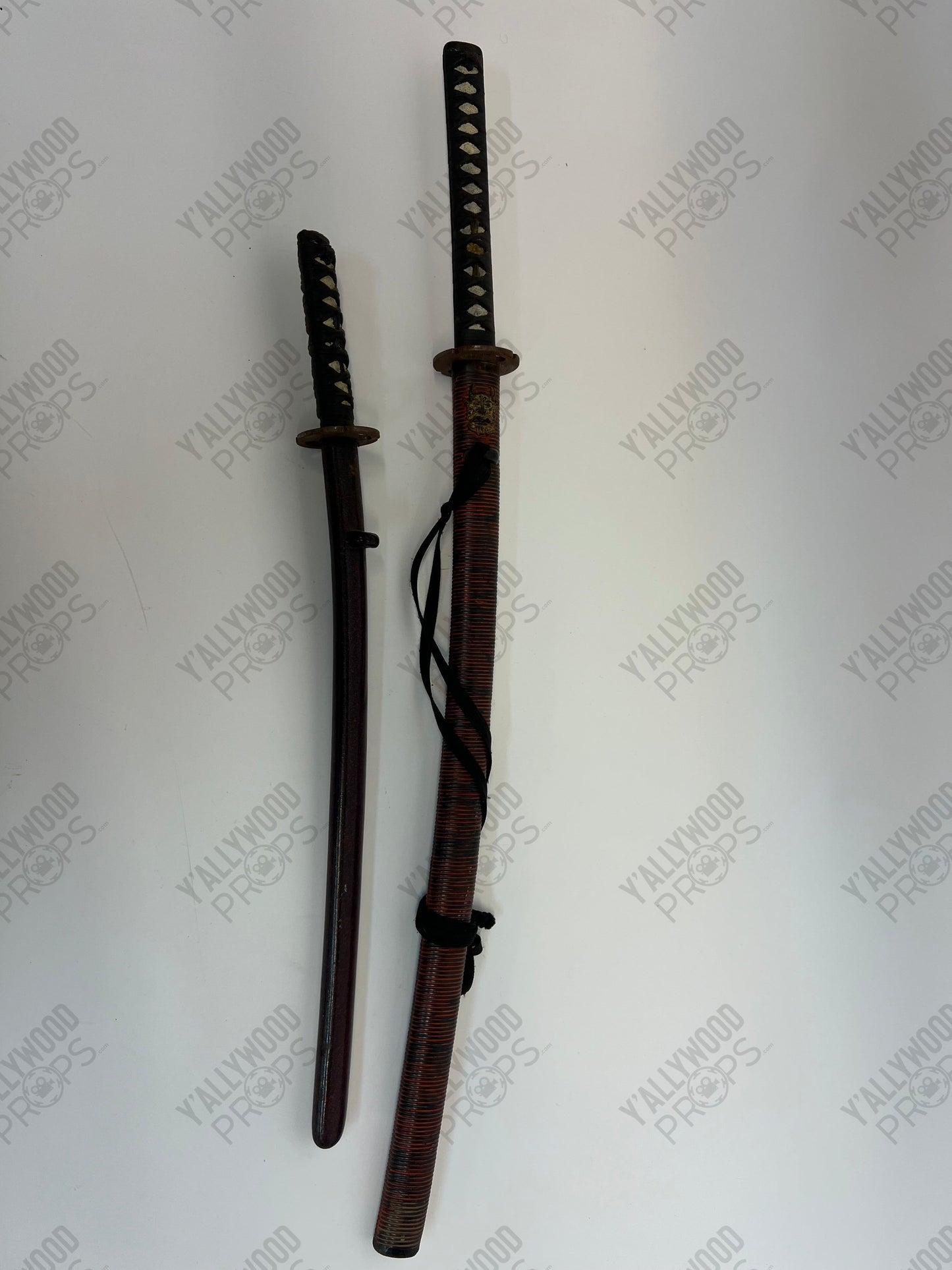 Daisho Set Katana & Wakizashi Dark Red Swords 47 Ronin (2013) Movie Prop Y'allywood Props
