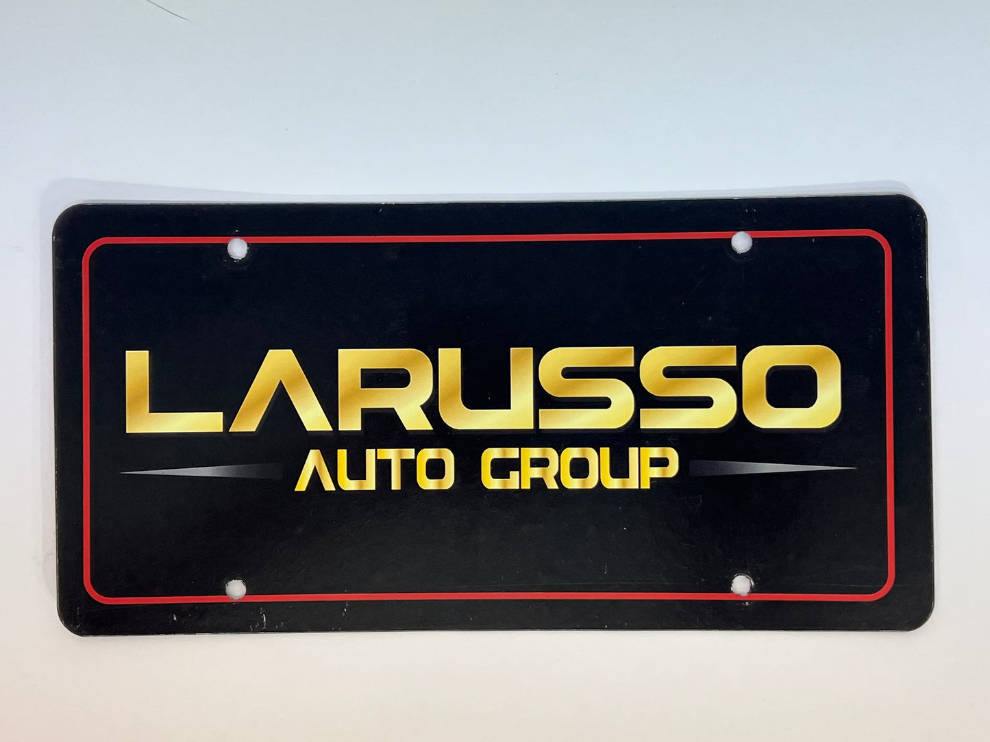 LaRusso Auto Group License Plate Cobra Kai Movie Prop Y'allywood Props Round Holes