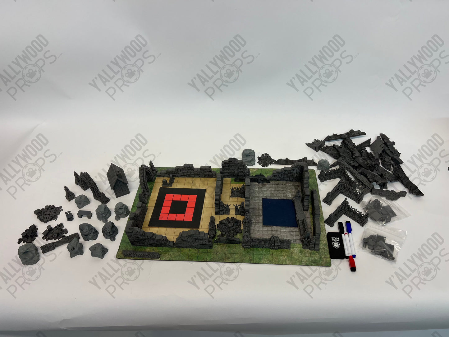 Stingray's D&D Game Set-up S5E9 Cobra Kai Movie Prop Y'allywood Props Game Board w/ 3-D Printed Building Pieces