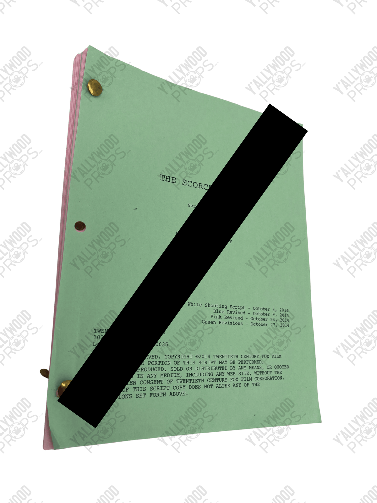 Maze Runner: The Scorch Trials (2015) Production Used Script/Screenplay Film Memorabilia Y'allywood Props