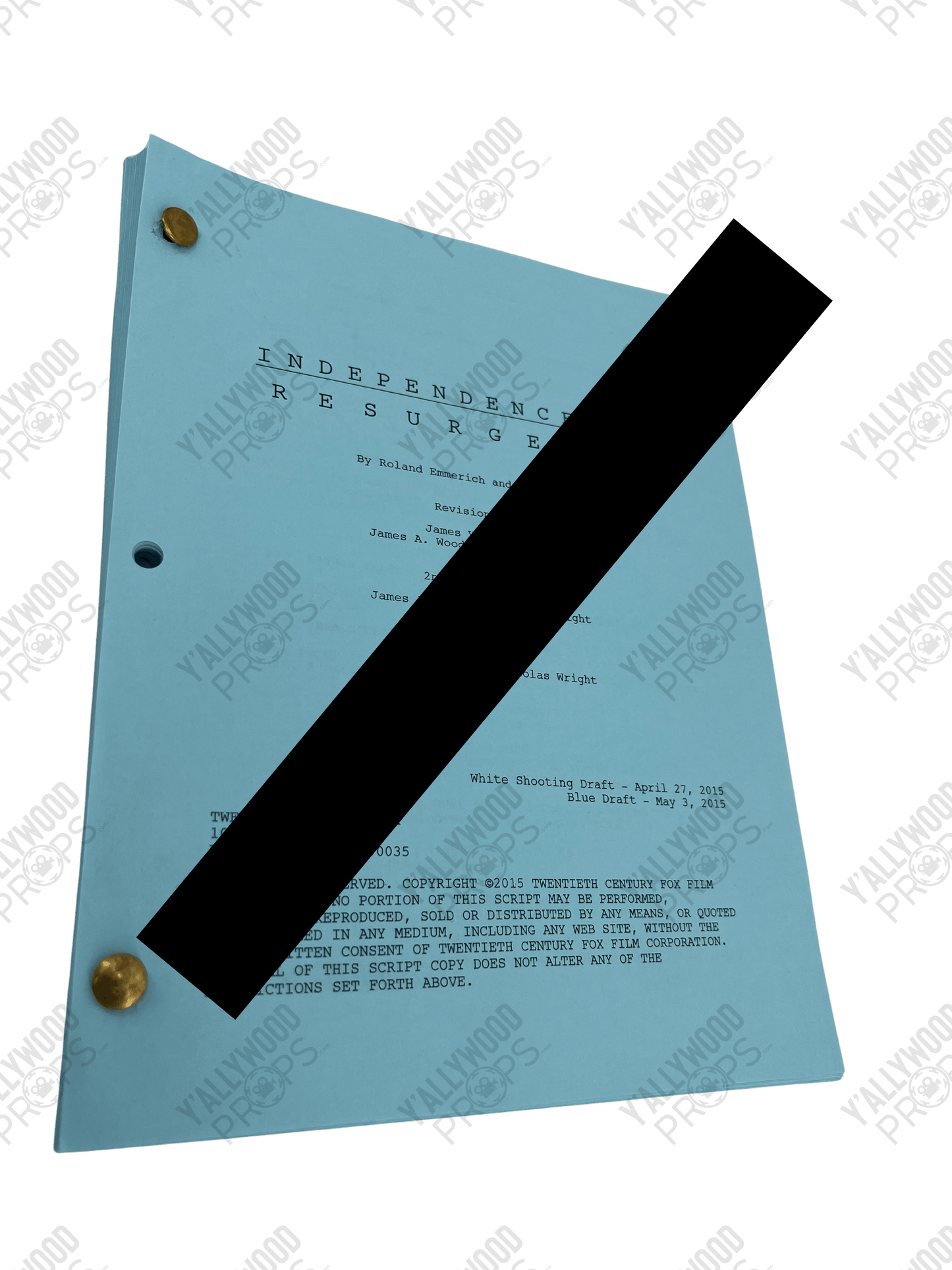Independence Day: Resurgence (2016) Production Used Script/Screenplay Film Memorabilia Y'allywood Props
