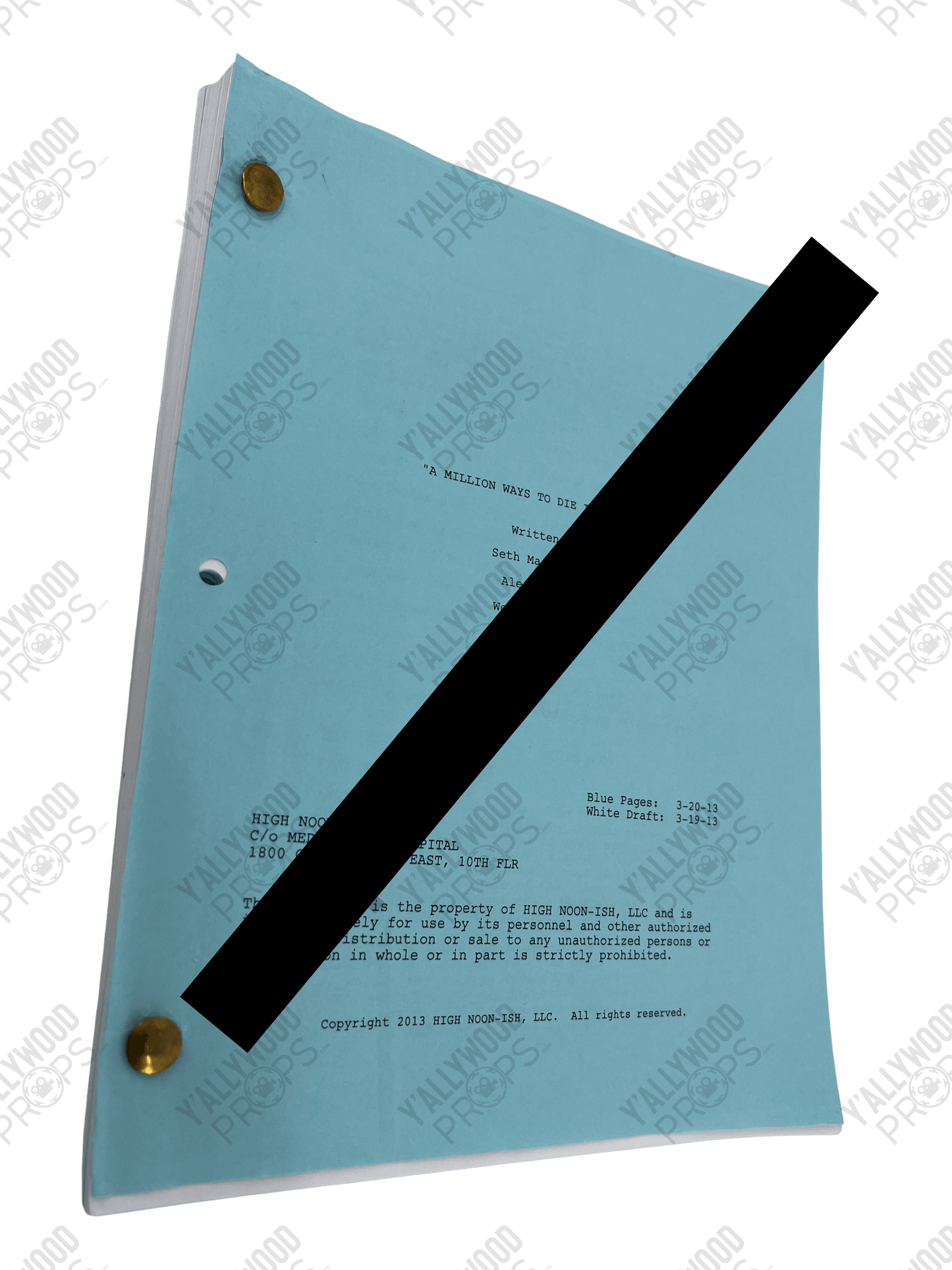 A Million Ways To Die In The West (2014) Production Used Script/Screenplay Film Memorabilia Y'allywood Props