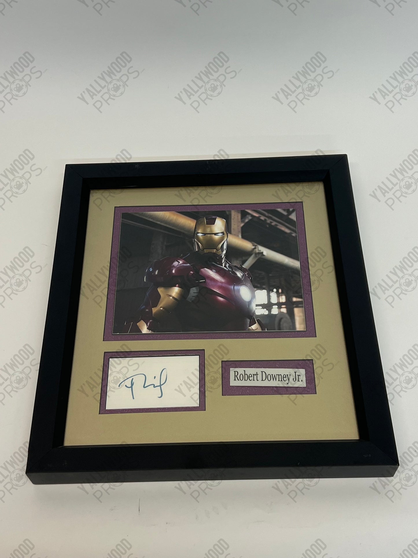 Robert Downey Jr Autograph Display, Iron Man Autograph Y'allywood Props