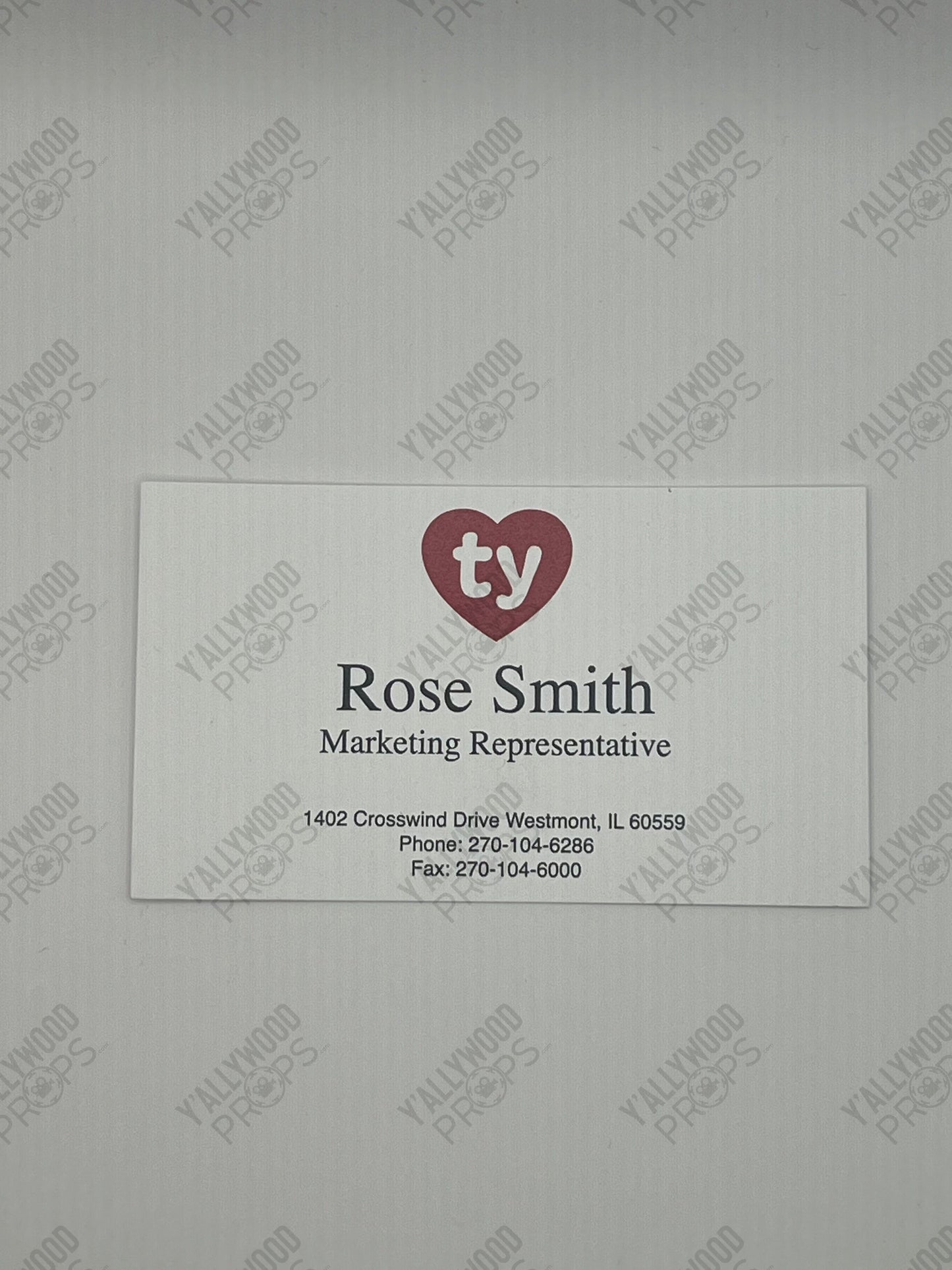 Tracey Bonner, Rose Smith's Business Card The Beanie Bubble Movie Prop Y'allywood Props