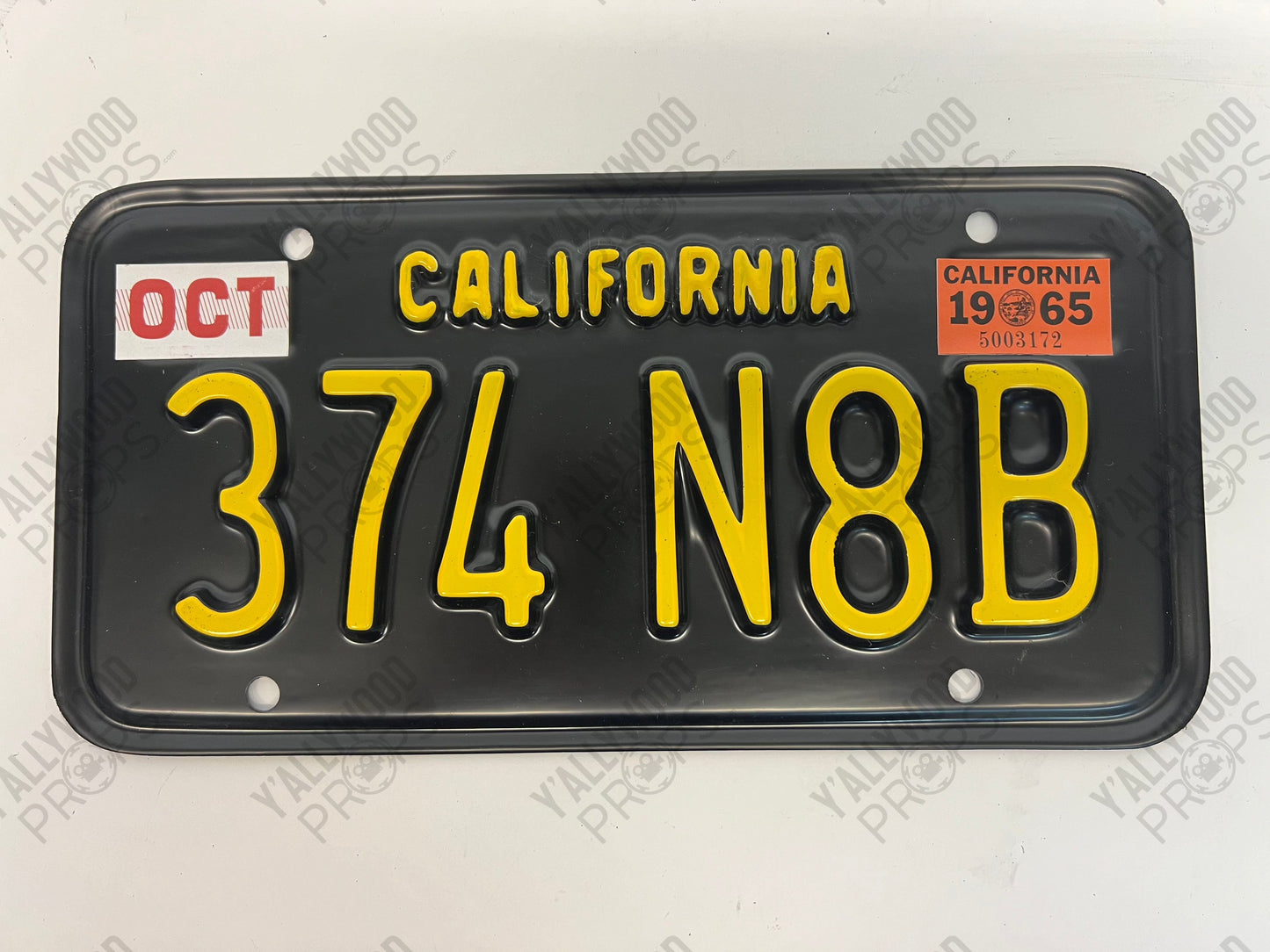 1965 License Plates Kreese Flashback S3E2 Cobra Kai Movie Prop Y'allywood Props 374 N8B Back