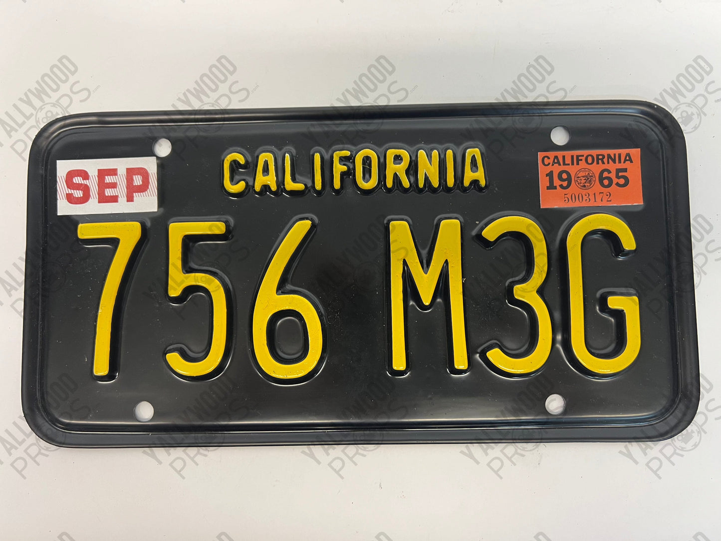 1965 License Plates Kreese Flashback S3E2 Cobra Kai Movie Prop Y'allywood Props 756 M3G Back