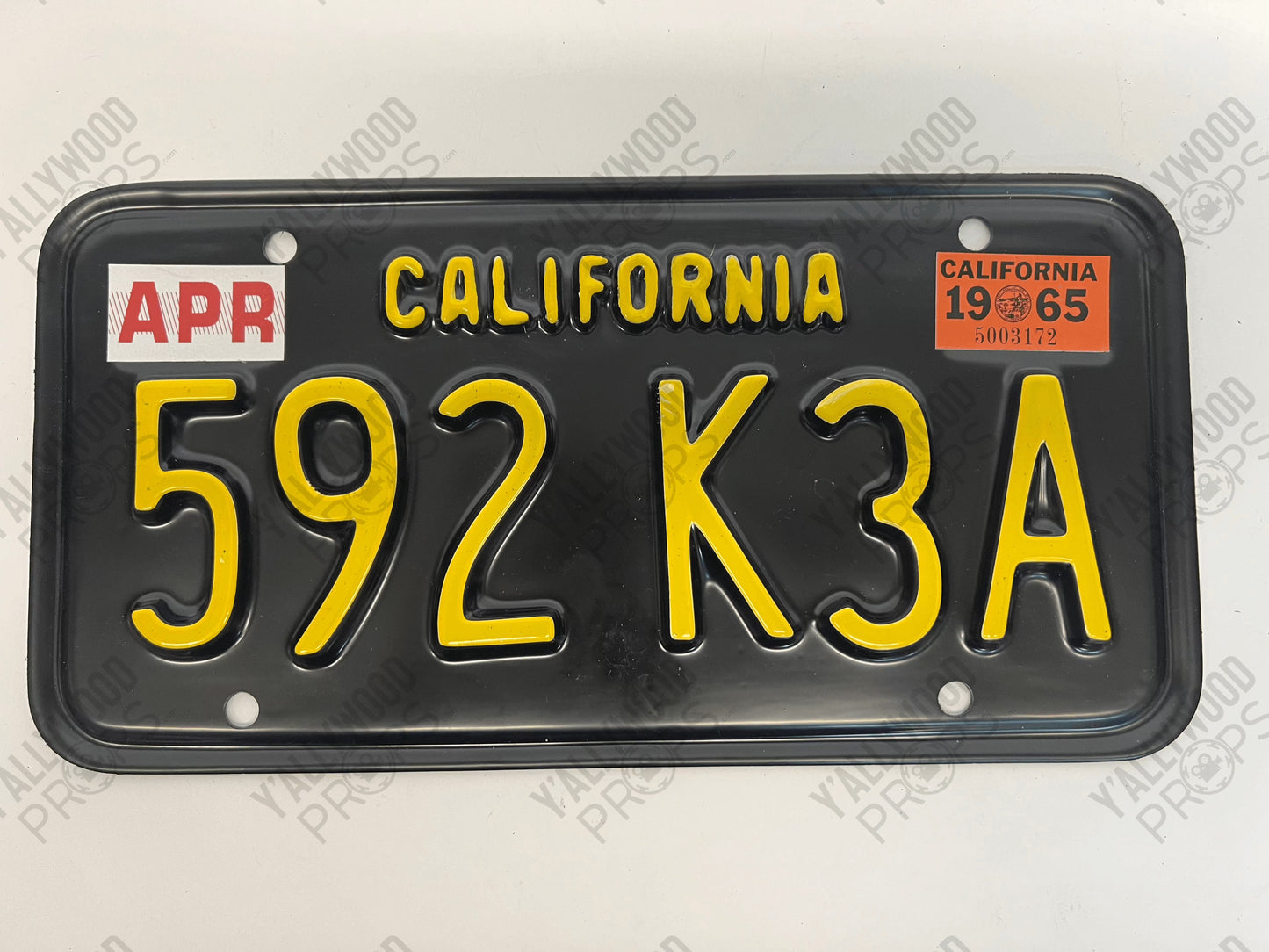 1965 License Plates Kreese Flashback S3E2 Cobra Kai Movie Prop Y'allywood Props 592 K3A Back