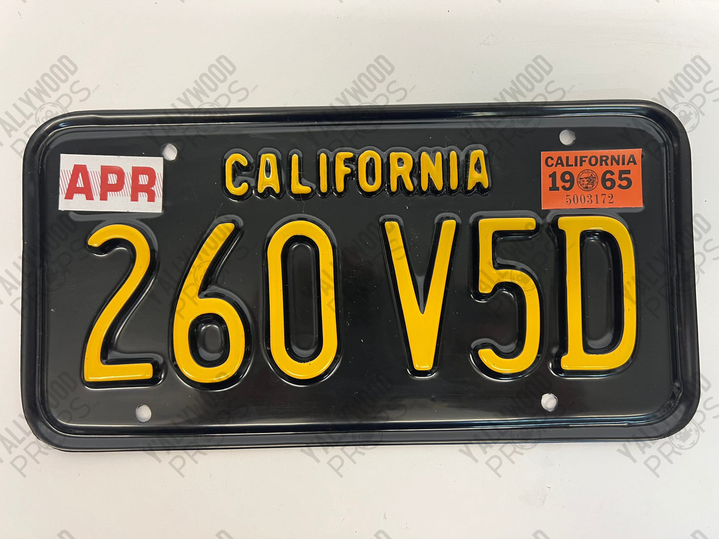 1965 License Plates Kreese Flashback S3E2 Cobra Kai Movie Prop Y'allywood Props 260 V5D Back
