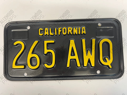 1965 License Plates Kreese Flashback S3E2 Cobra Kai Movie Prop Y'allywood Props 265 AWQ Front