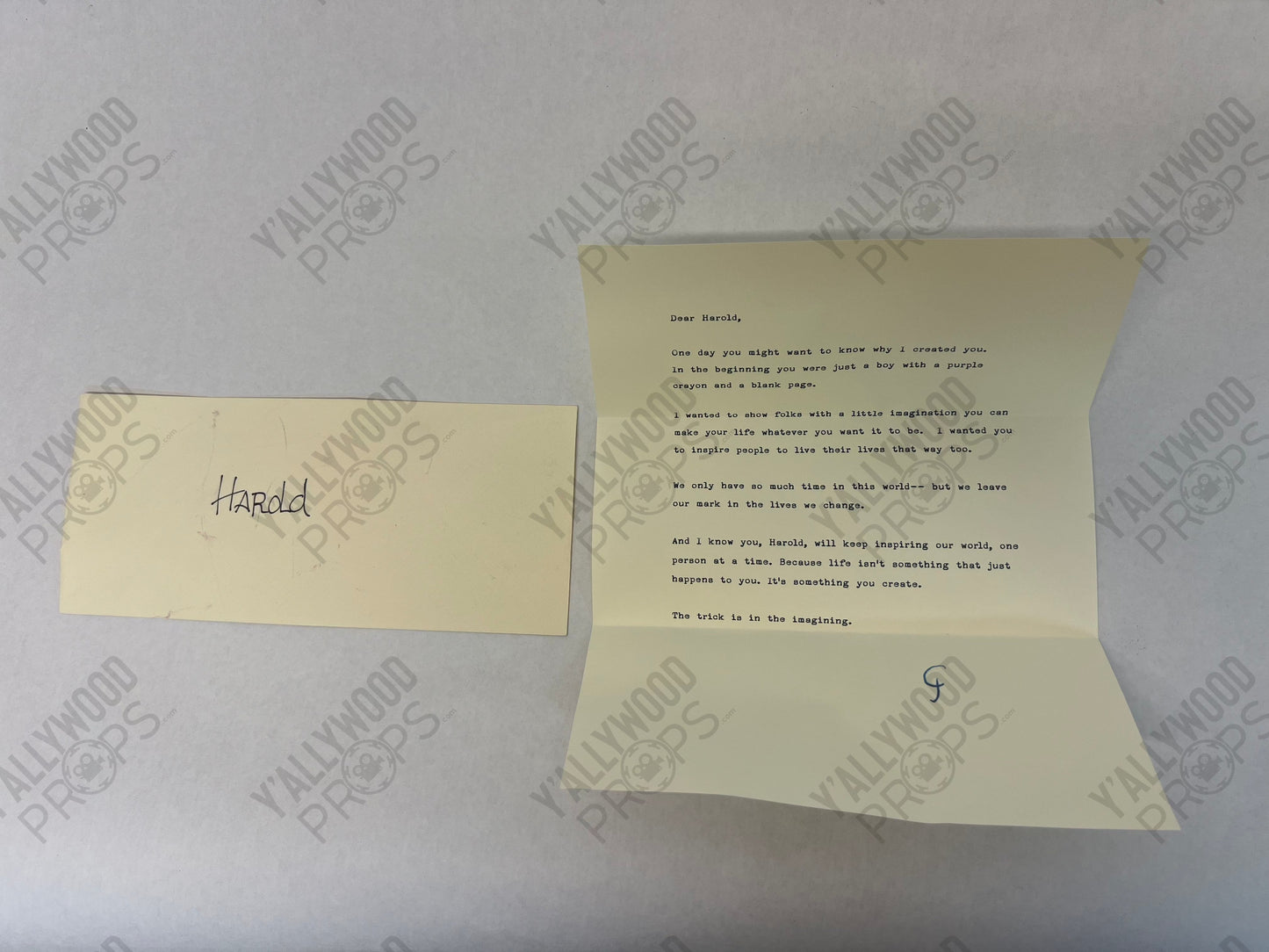 Crockett's Letter Harold and the Purple Crayon Memorabilia Y'allywood Props Actual Letter w/ Envelope