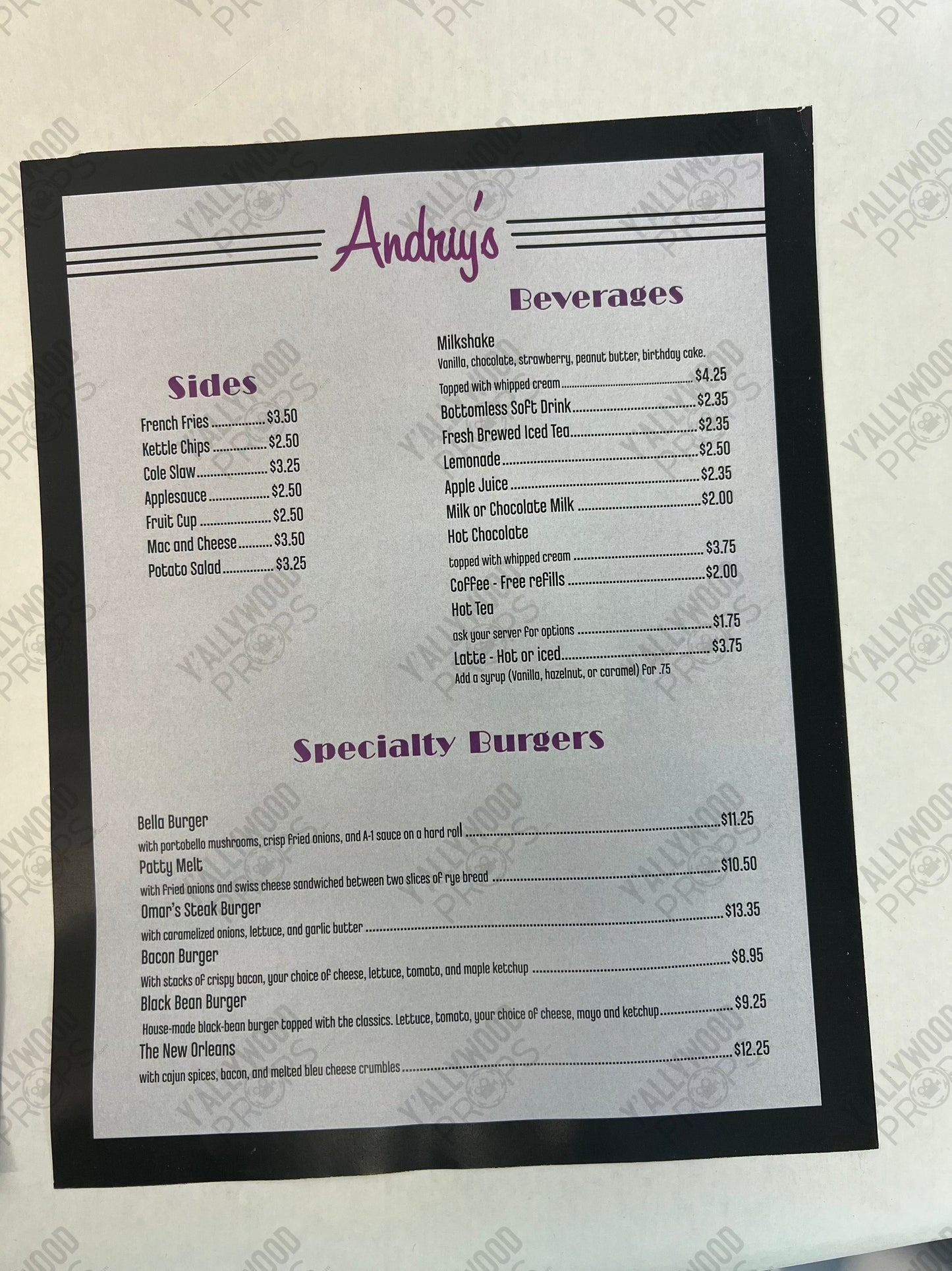 Andriy's Menu Harold and the Purple Crayon Memorabilia Y'allywood Props