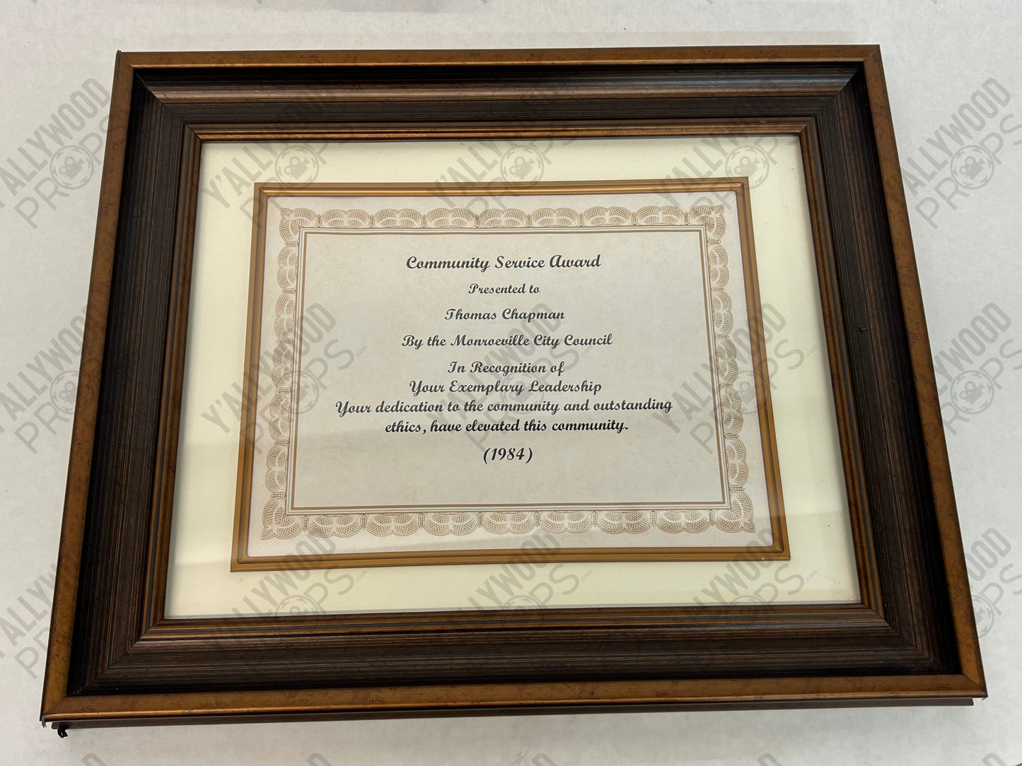 Tommy Chapman's Community Service Award Just Mercy (2019) Movie Prop Y'allywood Props