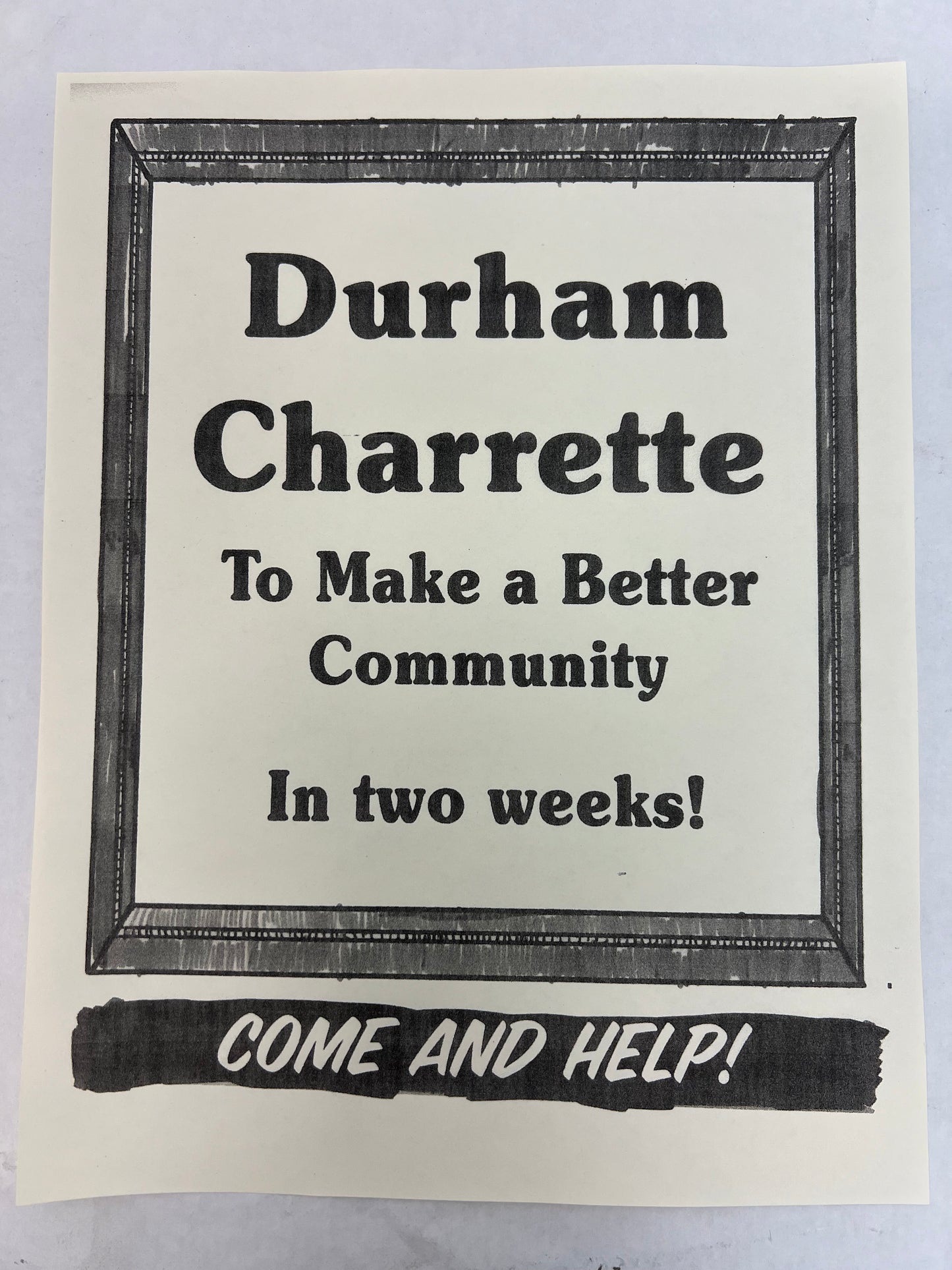 Durham Charrette Flyer The Best of Enemies (2019) Movie Prop Y'allywood Props In two weeks!