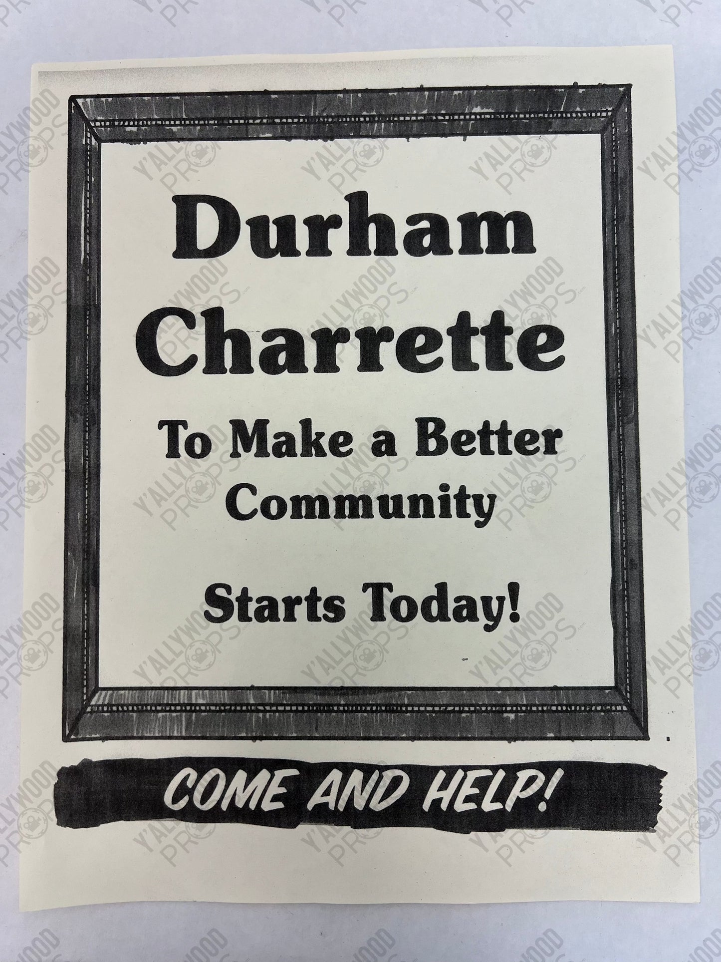 Durham Charrette Flyer The Best of Enemies (2019) Movie Prop Y'allywood Props Starts Today!
