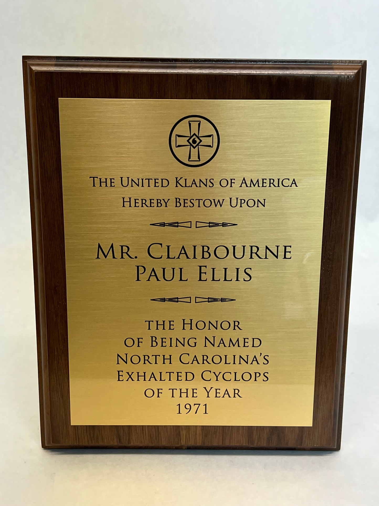 CP Ellis Award Plaque The Best of Enemies (2019) Movie Prop Y'allywood Props