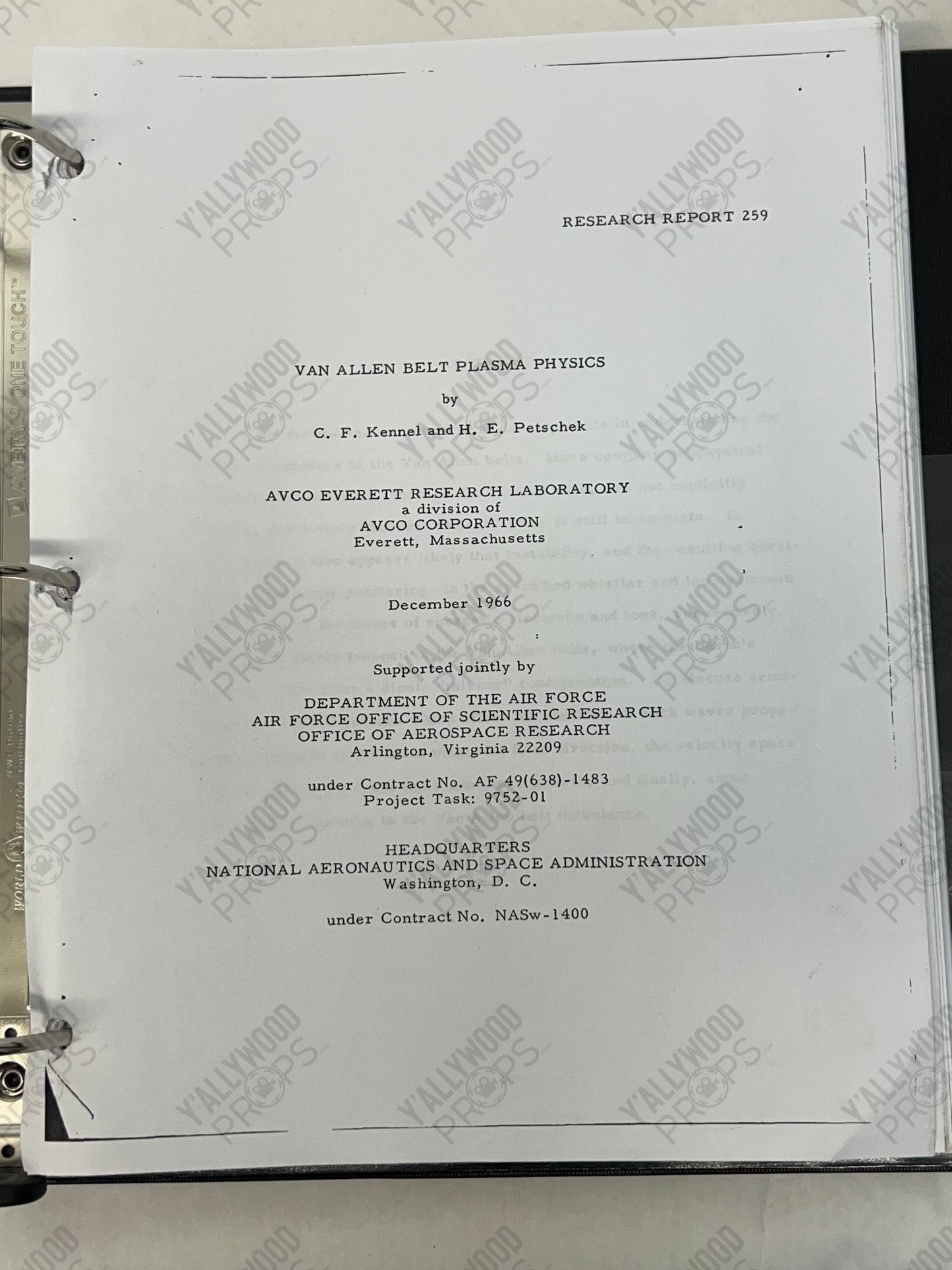 Life Foundation Report Binder Venom (2018) Movie Prop Y'allywood Props Van Allen Belt Plasma Physics