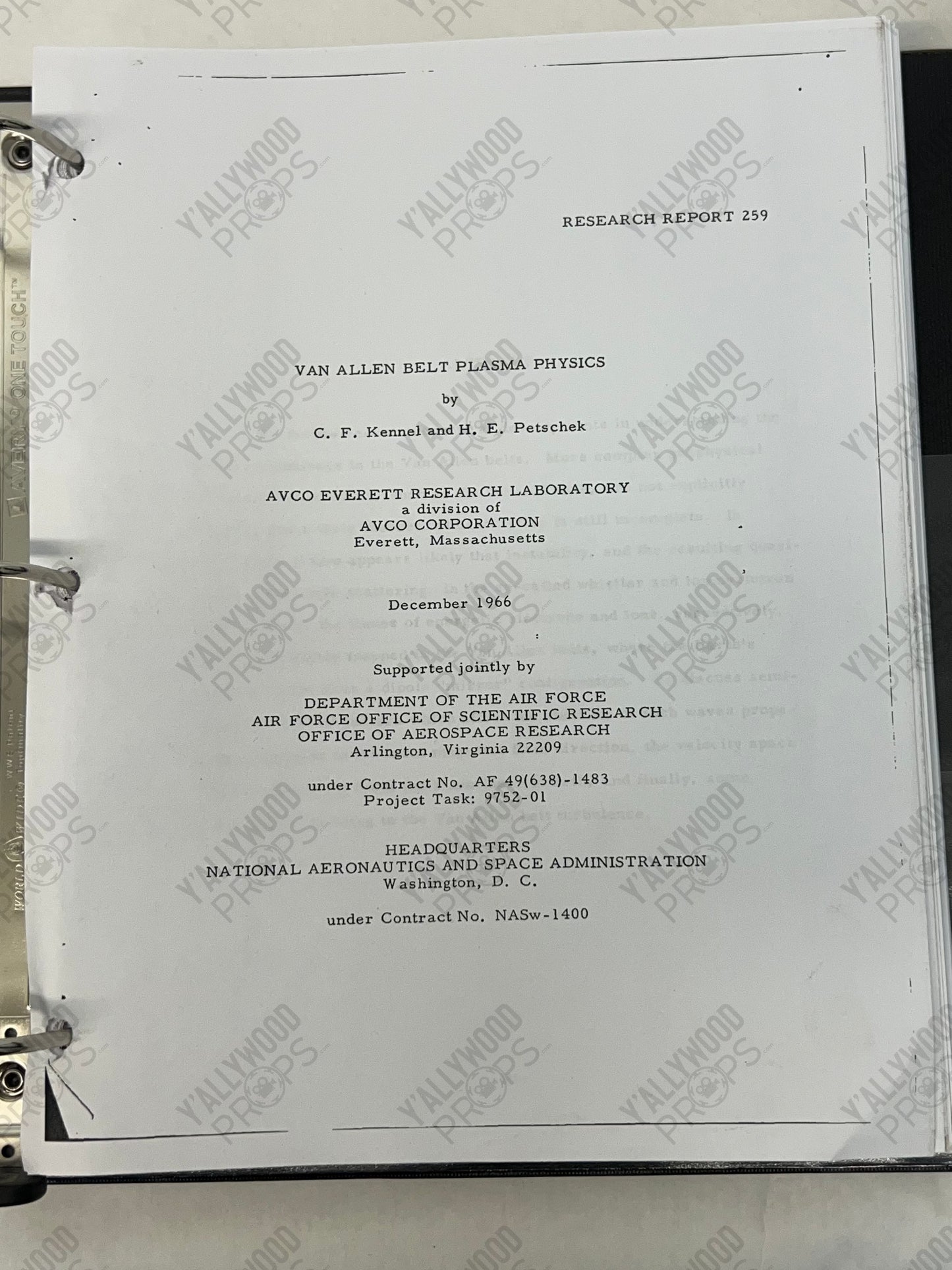 Life Foundation Report Binder Venom (2018) Movie Prop Y'allywood Props Van Allen Belt Plasma Physics