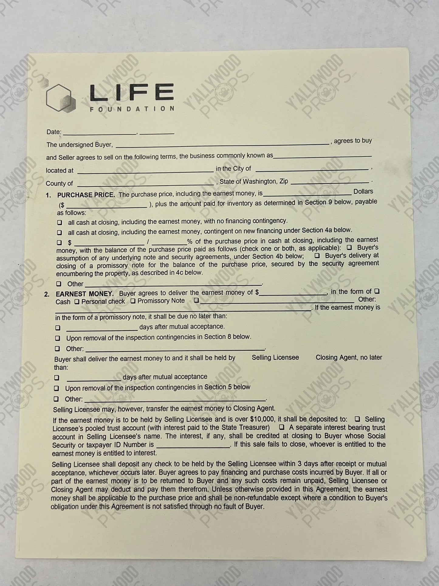 Life Foundation Form Venom (2018) Movie Prop Y'allywood Props Purchase Agreement