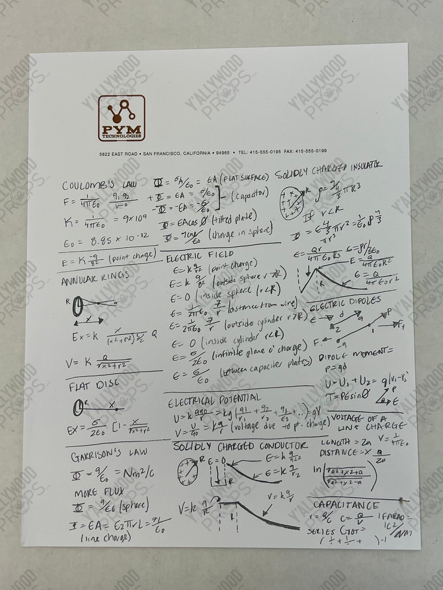 Pym Technologies Equations Formulas Ant-Man (2015) Movie Prop Y'allywood Props Handwriting