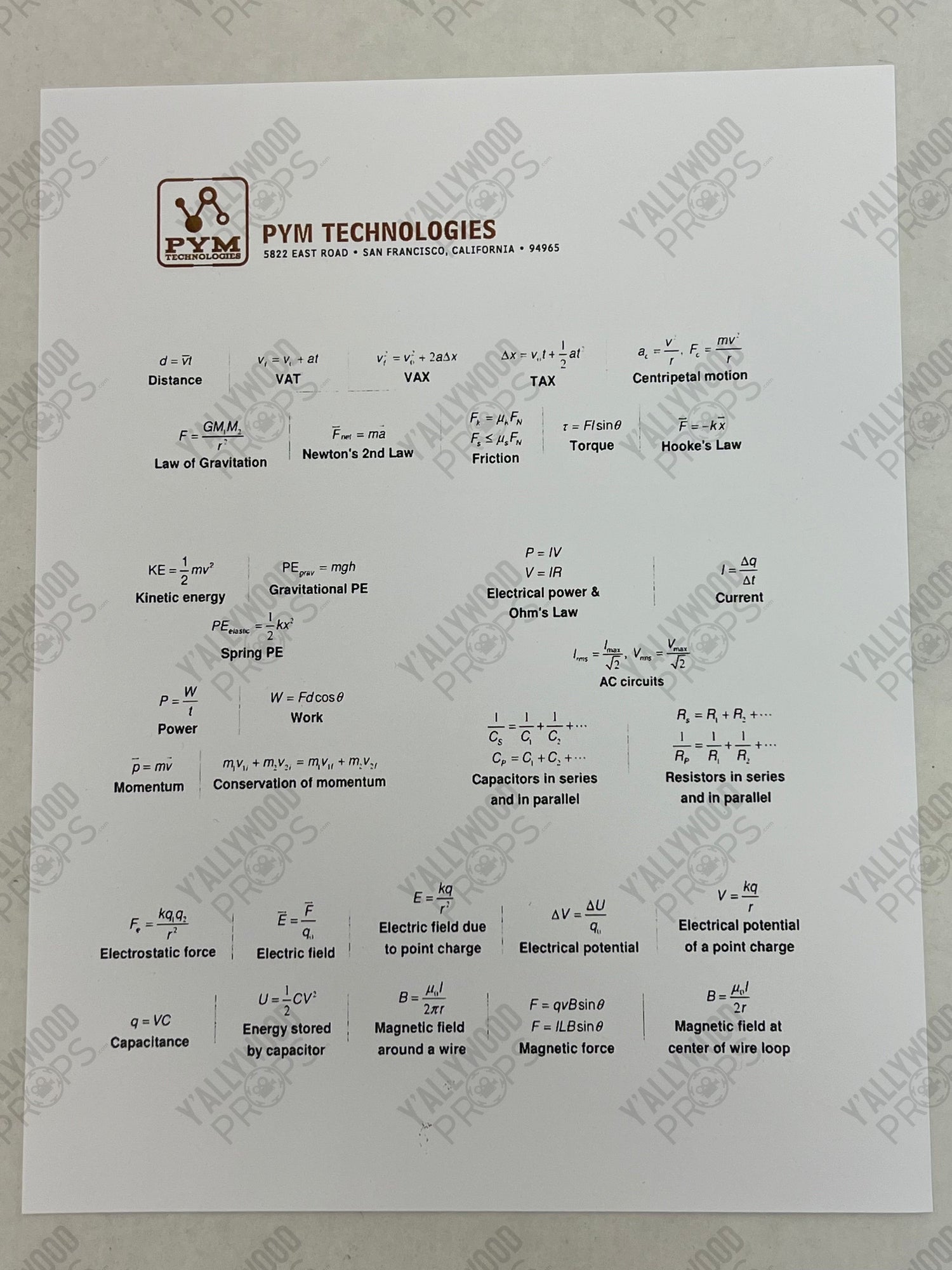 Pym Technologies Equations Formulas Ant-Man (2015) Movie Prop Y'allywood Props Typed
