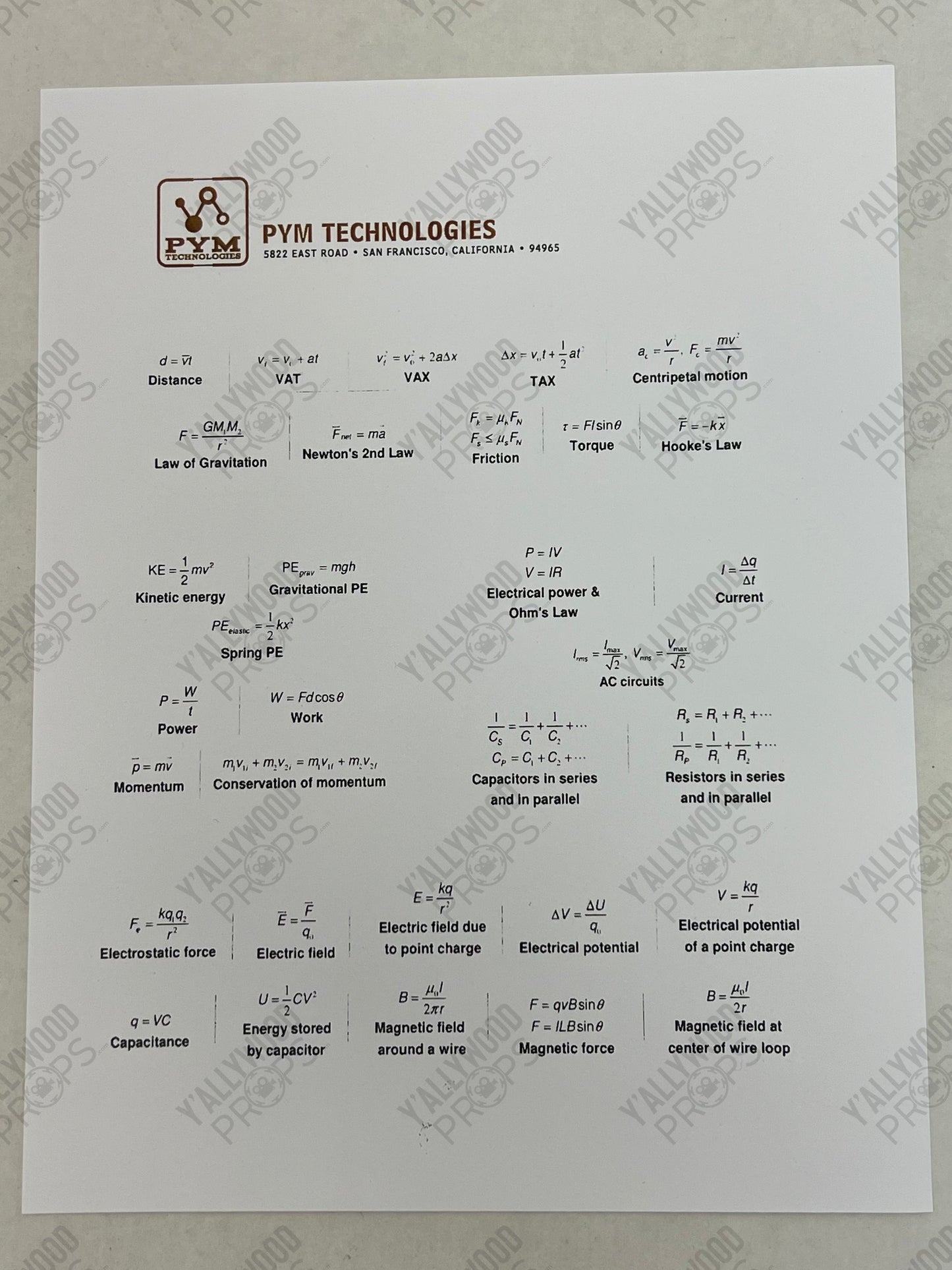 Pym Technologies Equations Formulas Ant-Man (2015) Movie Prop Y'allywood Props Typed