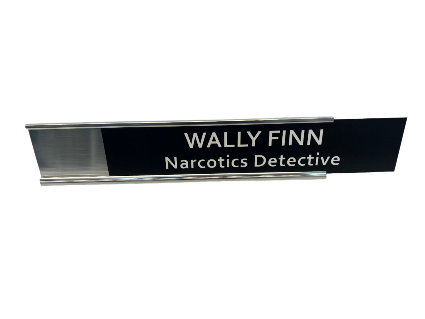 Detective Wally Finn's Desk Nameplate, Reptile (2023) Movie Prop Y'allywood Props