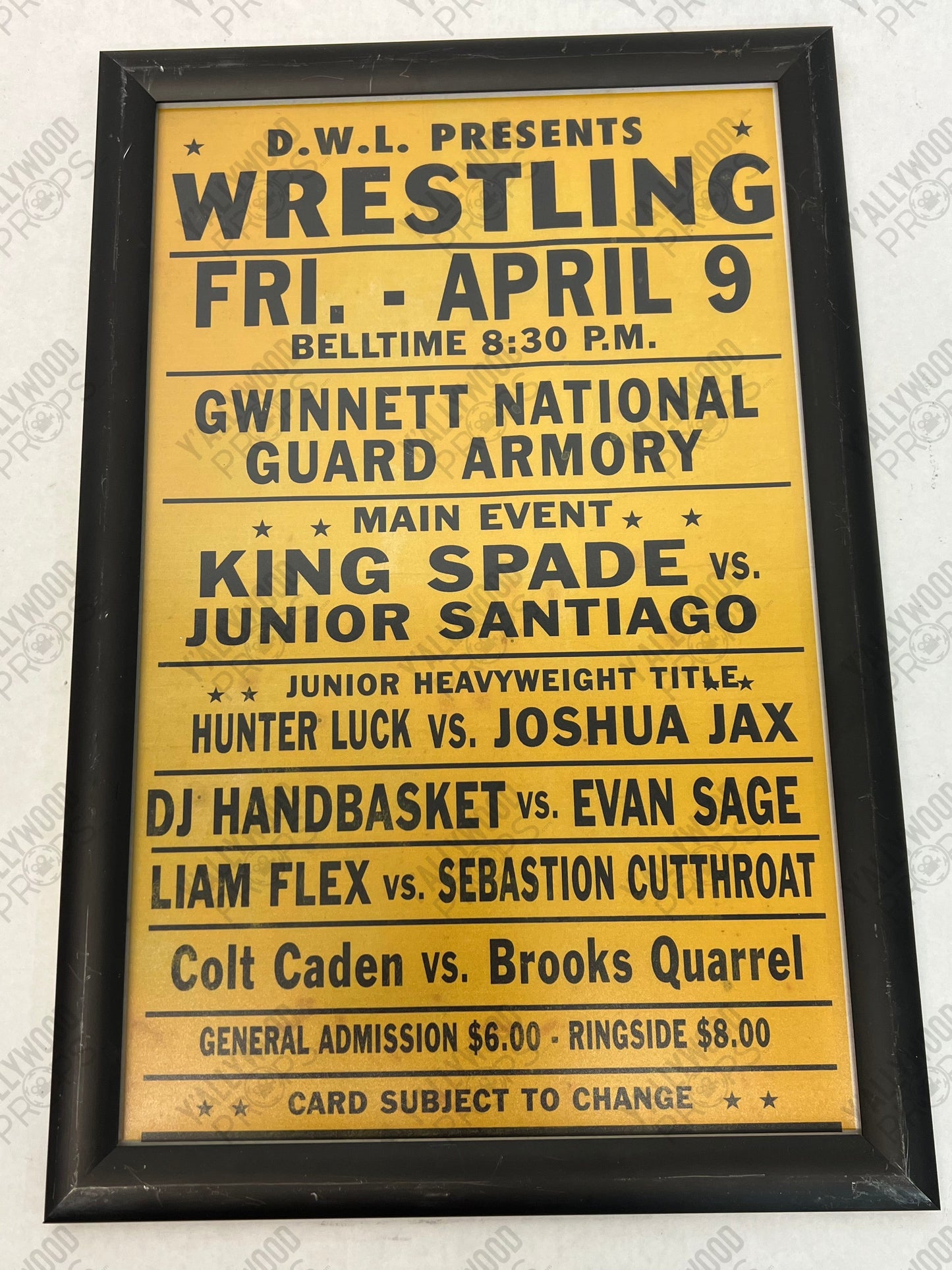 DWL Dome Lobby Posters Heels (2021) Movie Prop Y'allywood Props King Spade VS. Junior Santiago