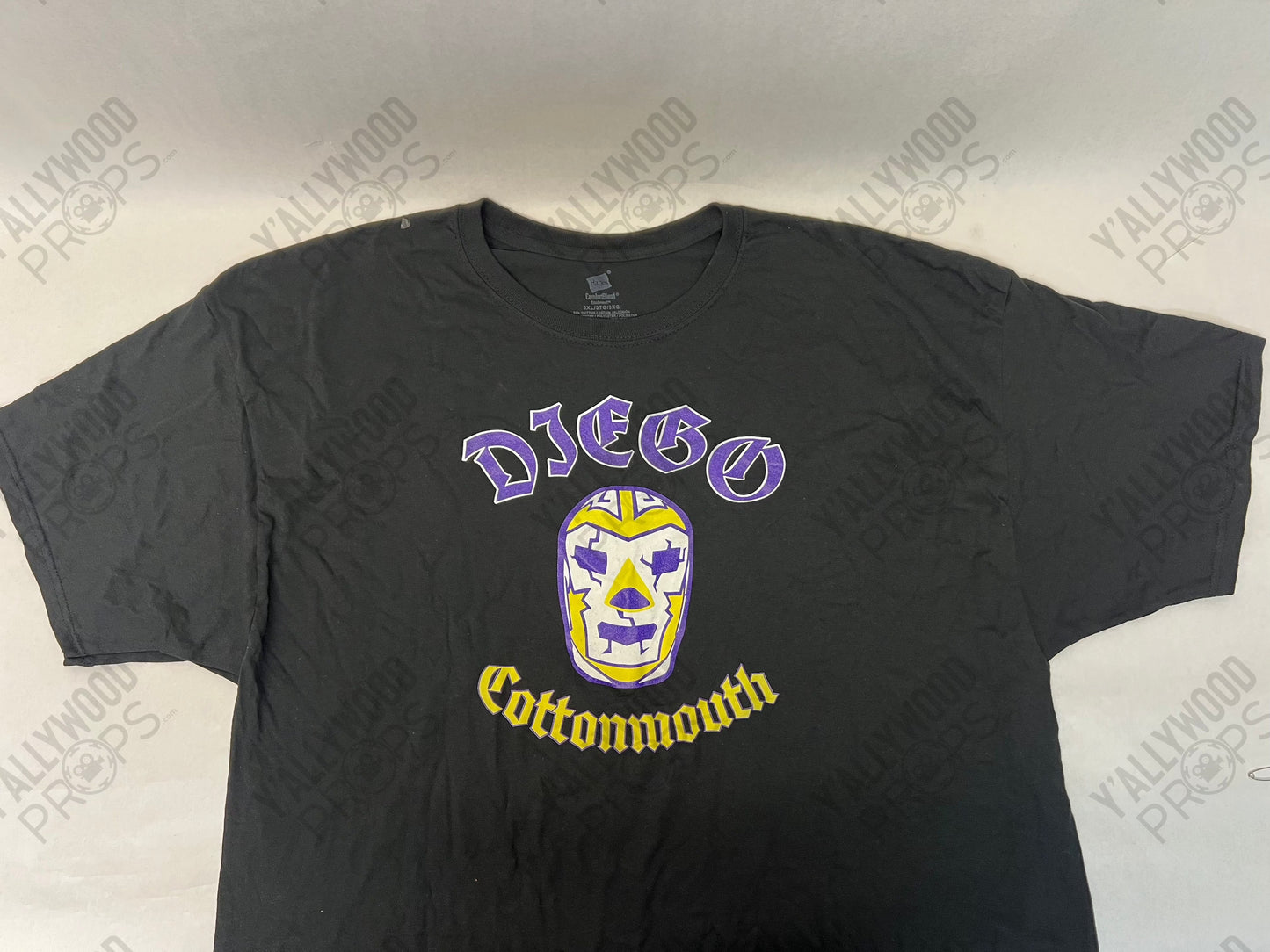Diego Cottonmouth Merch Table T-Shirt Heels (2021) Wardrobe Y'allywood Props 3XL Purple Print