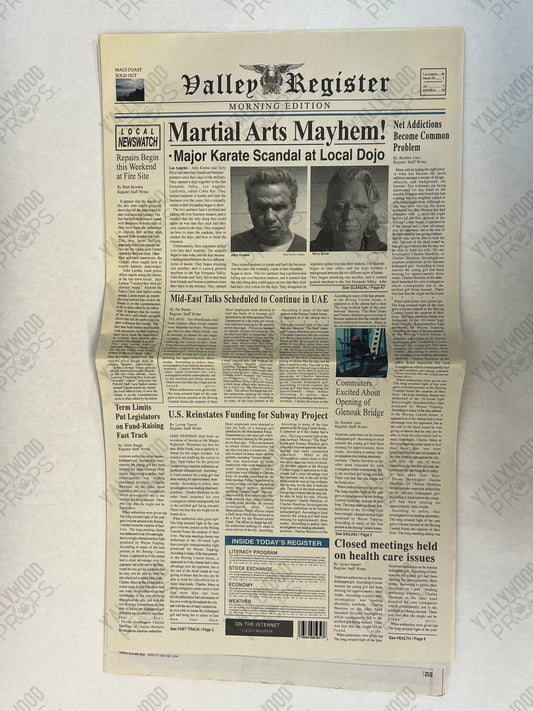 Kreese & Silver Newspaper S6E1 Cobra Kai Movie Prop Y'allywood Props Back-up Variant 2