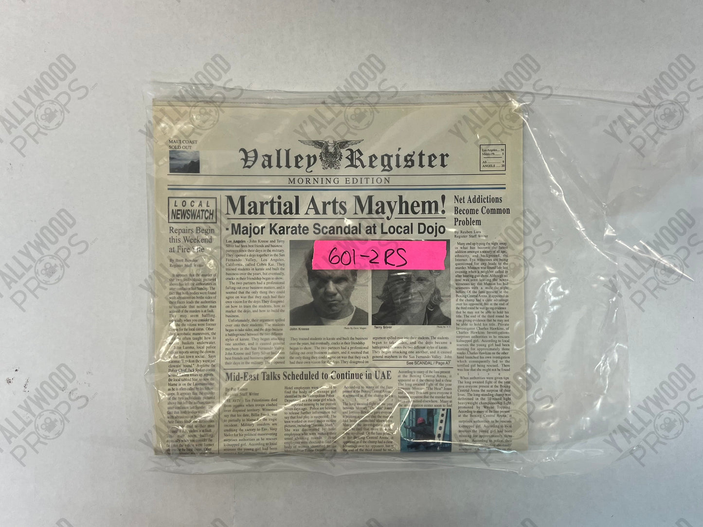 Kreese & Silver Newspaper S6E1 Cobra Kai Movie Prop Y'allywood Props