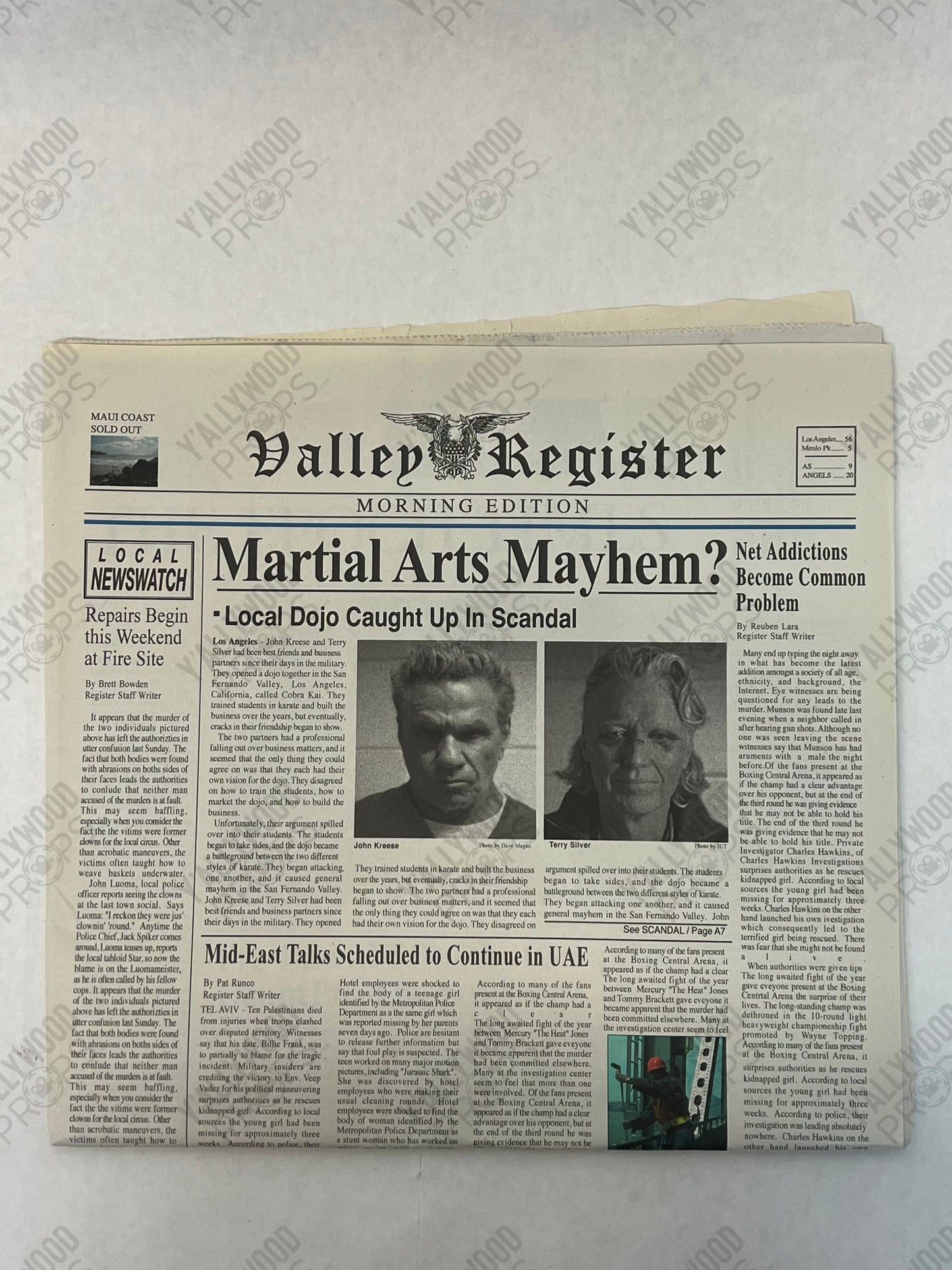 Kreese & Silver Newspaper S6E1 Cobra Kai Movie Prop Y'allywood Props