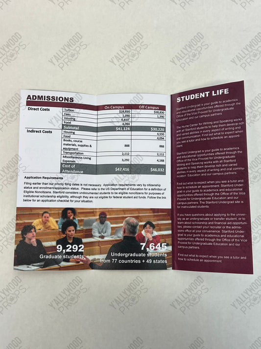 Miguel's Stanford Pamphlet S6E2 Cobra Kai Movie Prop Y'allywood Props