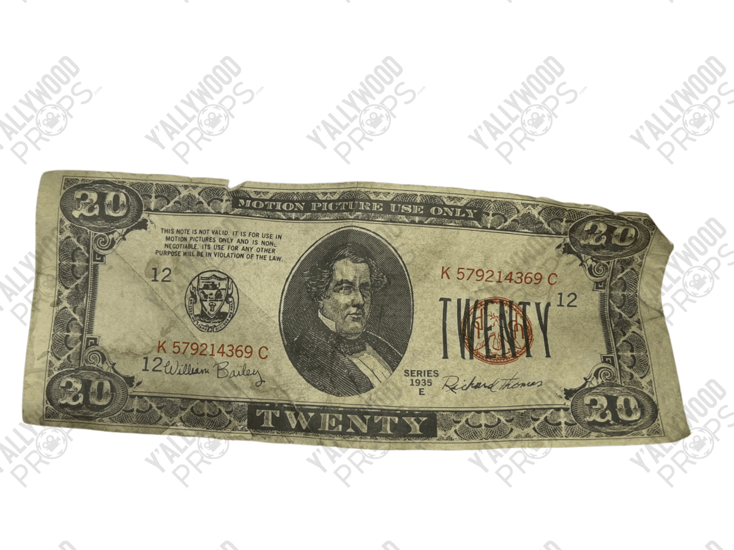 Prop Money Red Notice (2021) Movie Prop Y'allywood Props 20 Bill