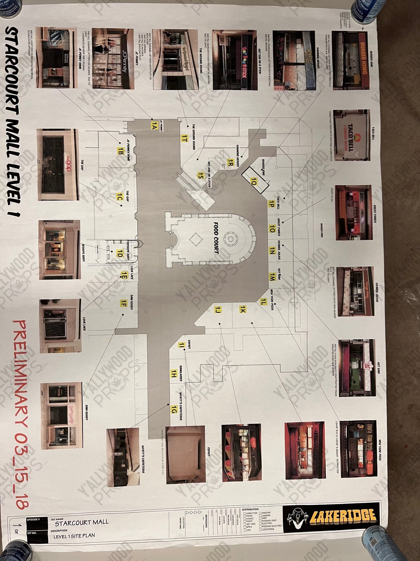 Blueprint for Starcourt Mall Level 1 Stranger Things Movie Prop Y'allywood Props