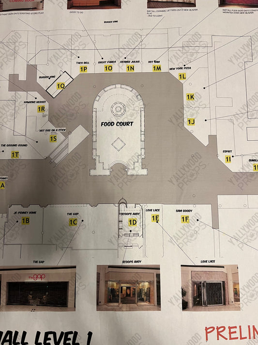 Blueprint for Starcourt Mall Level 1 Stranger Things Movie Prop Y'allywood Props